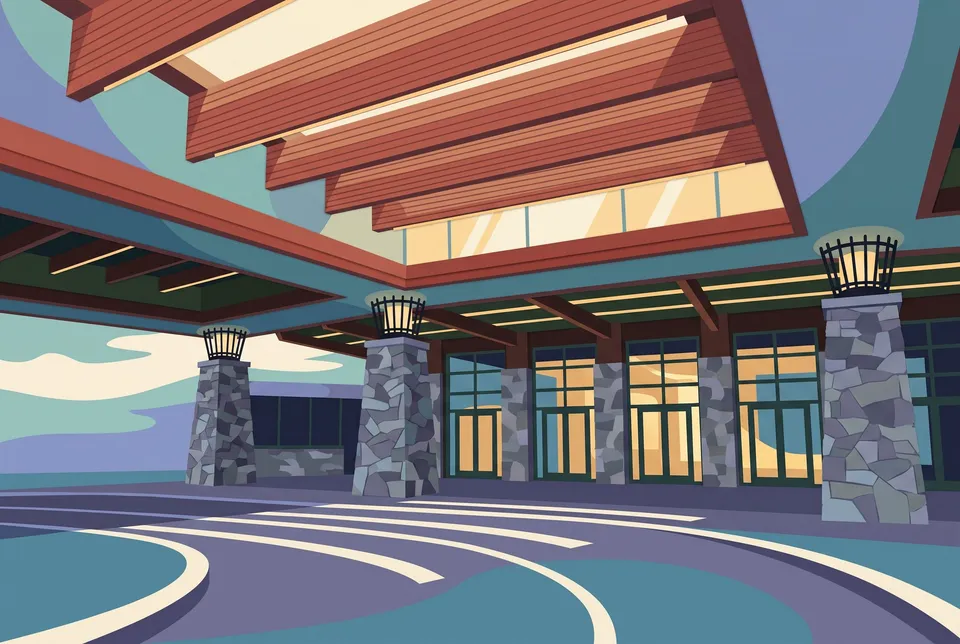 Casino Rama main entrance canopy at dusk